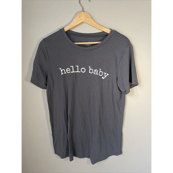 Isabel Maternity Women's HELLO BABY Shirt - Size Small gray NWOT - Picture 1 of 5